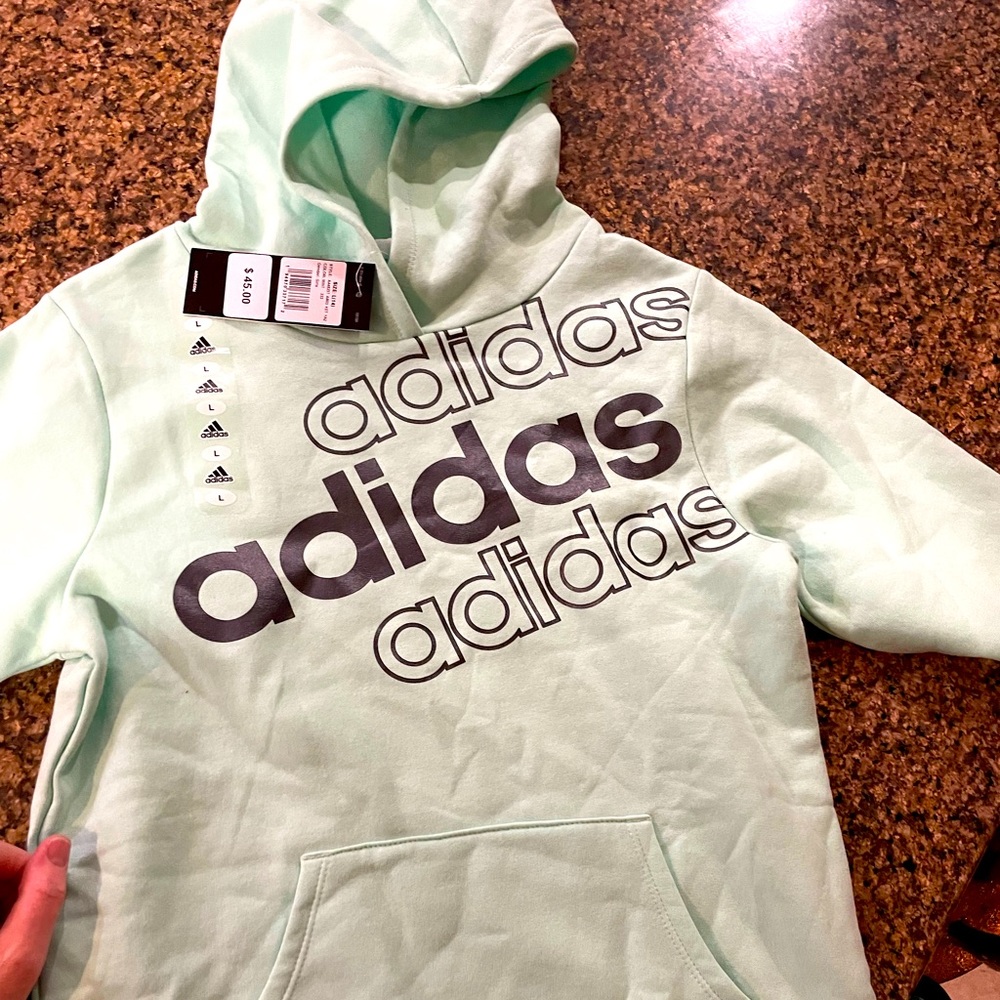 ADIDAS girls mint /light green hoodie